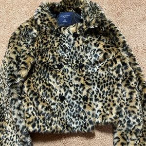 Faux Furn coat. Animal print